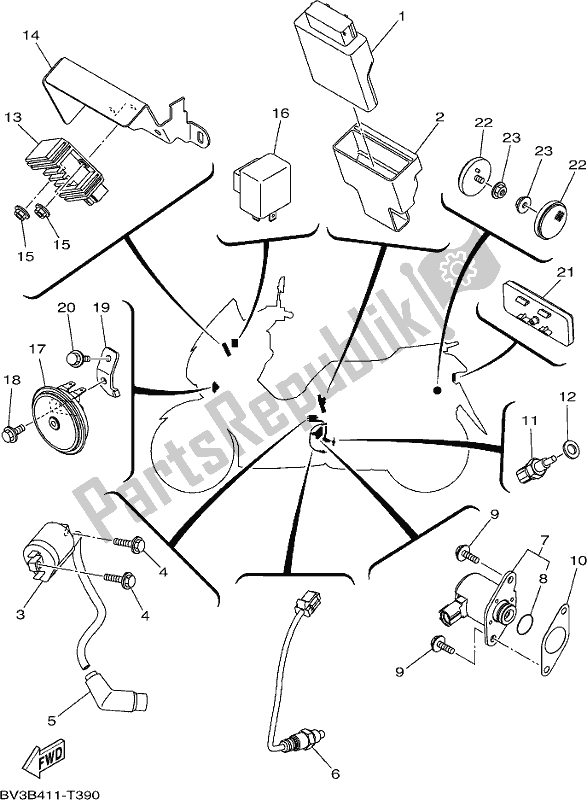 All parts for the Electrical 2 of the Yamaha GPD 150-A 2019