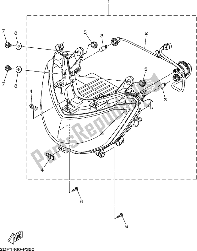 Alle onderdelen voor de Koplamp van de Yamaha GPD 150-A 2019