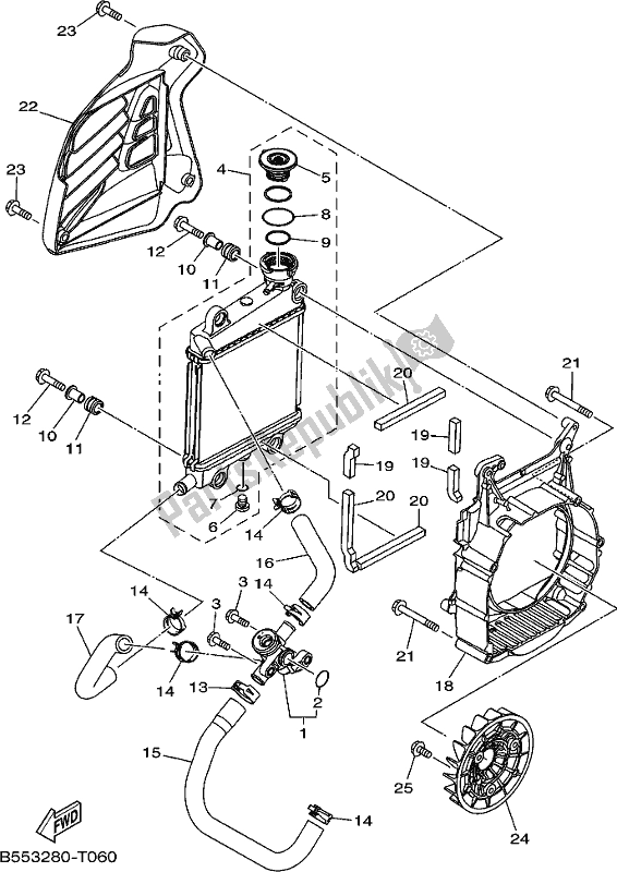 Alle onderdelen voor de Radiator Slang van de Yamaha GPD 150-A 2019