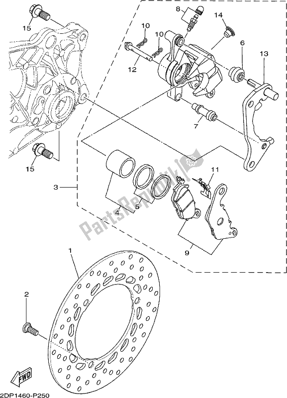 Wszystkie części do Zacisk Hamulca Tylnego Yamaha GPD 150-A 2019