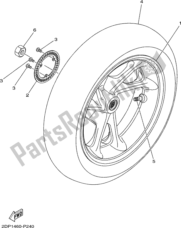 All parts for the Rear Wheel of the Yamaha GPD 150-A 2019