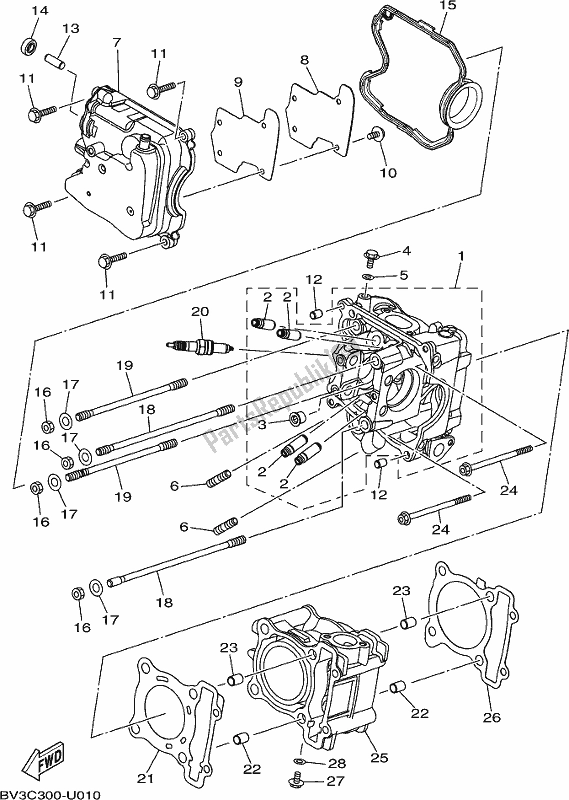 Todas as partes de Cilindro do Yamaha GPD 150-A 2020