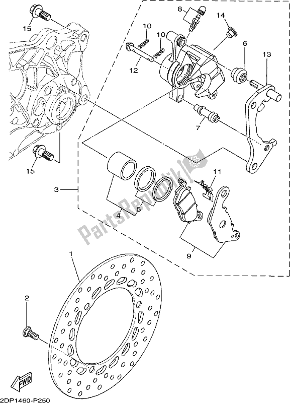 Todas as partes de Pinça De Freio Traseiro do Yamaha GPD 150-A 2020