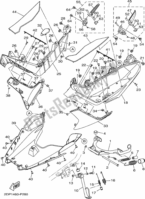 Todas las partes para Soporte Y Reposapiés de Yamaha GPD 150-A 2020