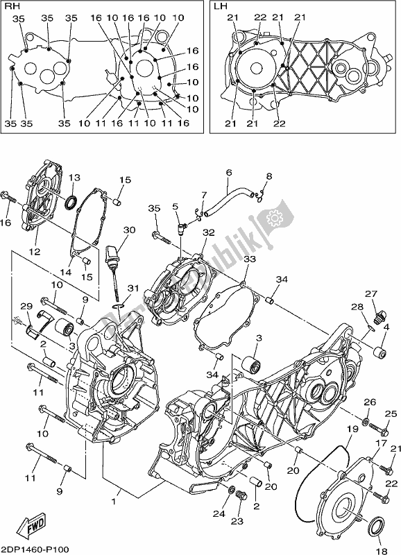 All parts for the Crankcase of the Yamaha GPD 150-A 2021