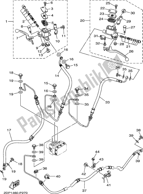 Alle onderdelen voor de Voorste Hoofdcilinder van de Yamaha GPD 150-A 2021