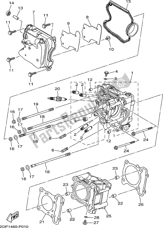 Alle onderdelen voor de Cilinder van de Yamaha GPD 150-A Nmax 155 2017