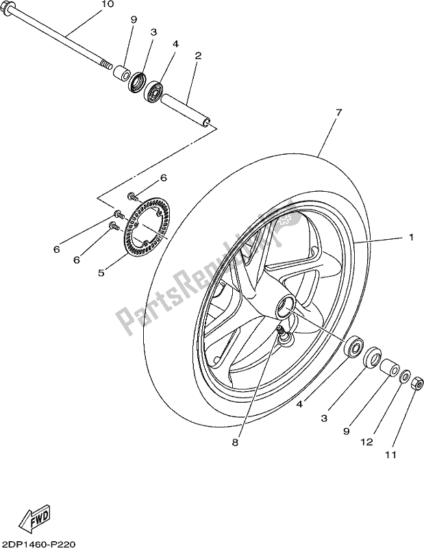 All parts for the Front Wheel of the Yamaha GPD 150-A Nmax 155 2017