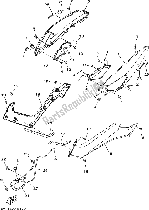 Tutte le parti per il Coperchio Laterale del Yamaha GPD 150-A Nmax 155 2017