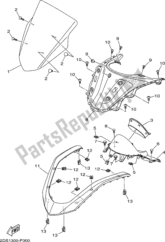 All parts for the Windshield of the Yamaha GPD 150-A Nmax 155 2017