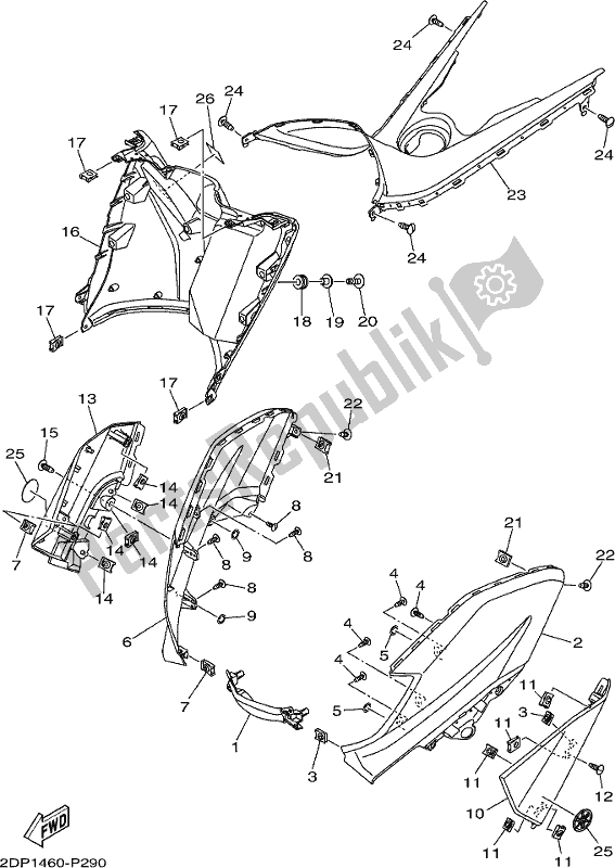 Tutte le parti per il Scudo Per Le Gambe del Yamaha GPD 150-A Nmax 155 2018