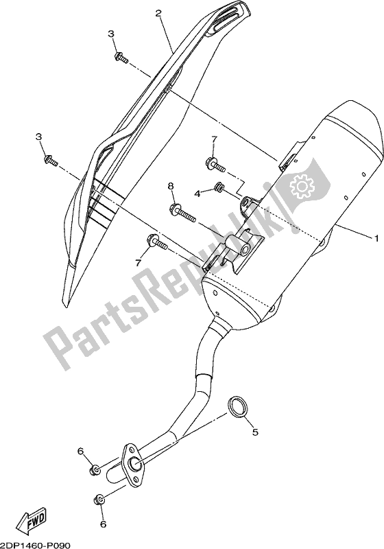 All parts for the Exhaust of the Yamaha GPD 150-A Nmax 155 2019