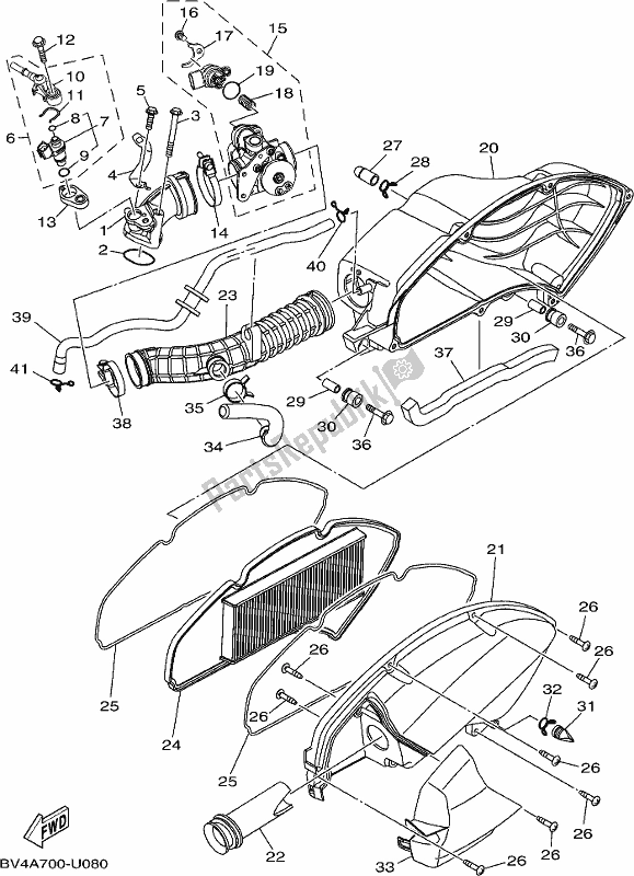 Todas as partes de Ingestão do Yamaha GPD 150-A Nmax 155 2019