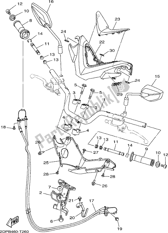 Alle onderdelen voor de Stuurhendel En Kabel van de Yamaha GPD 150-A Nmax 155 2019