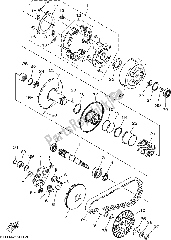 Toutes les pièces pour le Embrayage du Yamaha LTS 125-C 2017