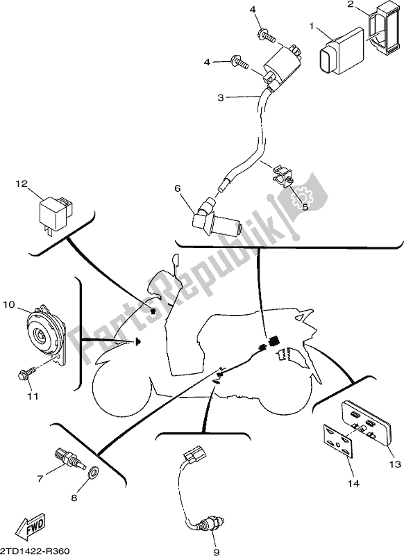 All parts for the Electrical 2 of the Yamaha LTS 125-C 2017