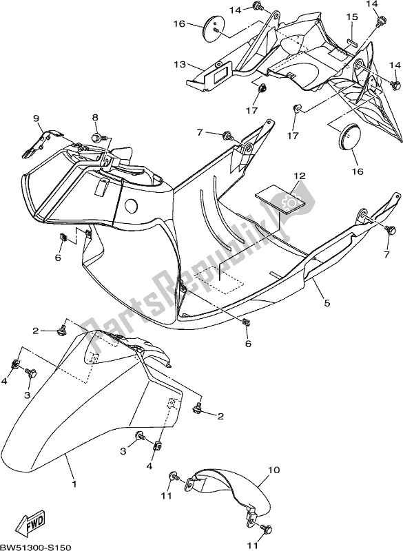 All parts for the Fender of the Yamaha LTS 125-C 2017