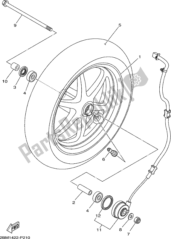All parts for the Front Wheel of the Yamaha LTS 125-C 2017