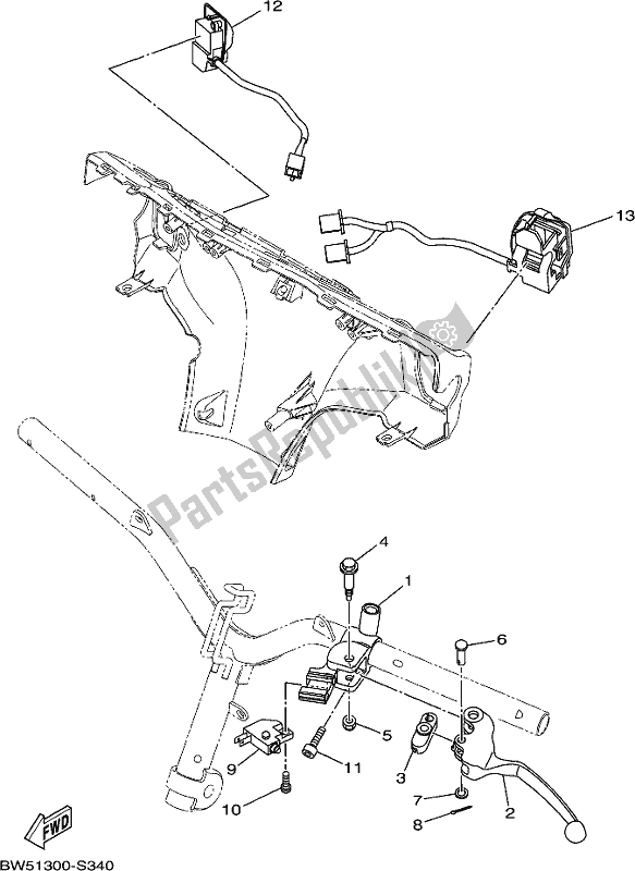 Todas las partes para Interruptor De Palanca Y Palanca de Yamaha LTS 125-C 2017