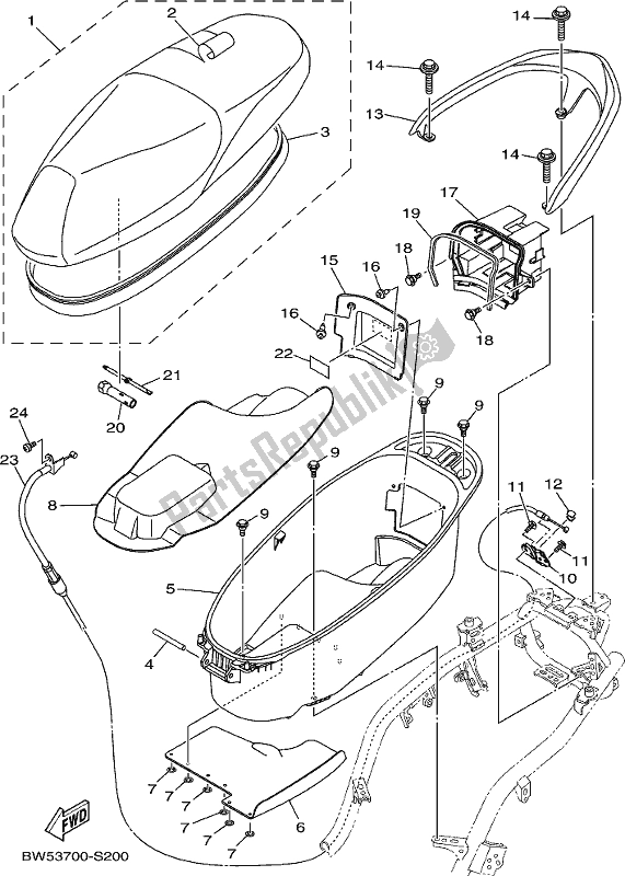 All parts for the Seat of the Yamaha LTS 125-C 2017