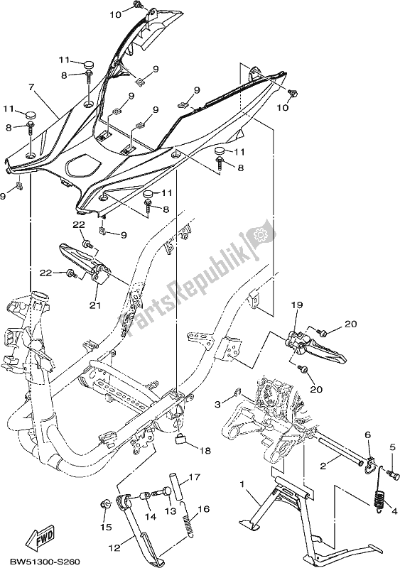 All parts for the Stand & Footrest of the Yamaha LTS 125-C 2017