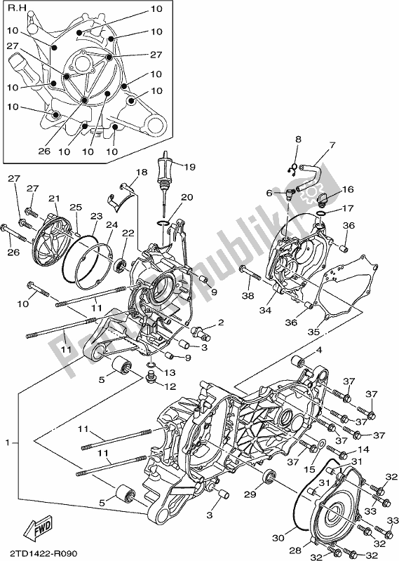 Tutte le parti per il Carter del Yamaha LTS 125-CJ Delight 2018