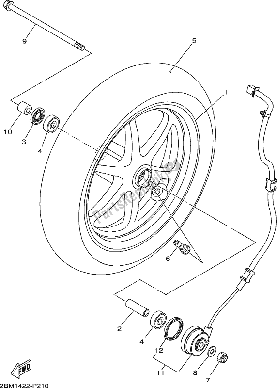 All parts for the Front Wheel of the Yamaha LTS 125-CJ Delight 2018