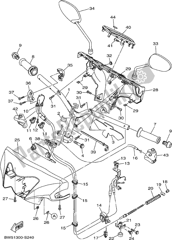 All parts for the Steering Handle & Cable of the Yamaha LTS 125-CJ Delight 2018