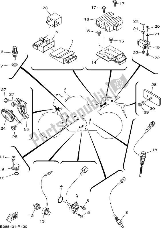 All parts for the Electrical 2 of the Yamaha MT 03 LAH MTN 320 AH 2017