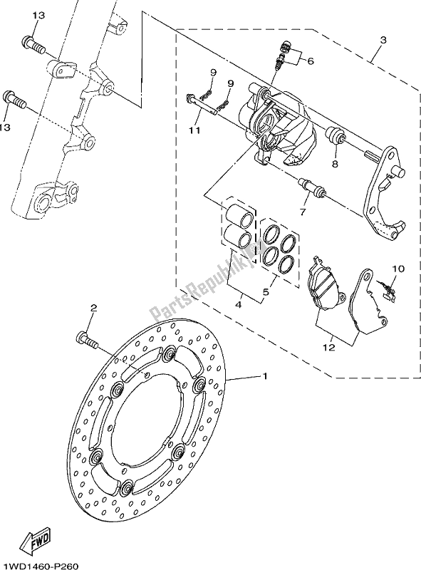 Toutes les pièces pour le étrier De Frein Avant du Yamaha MT 03 LAH MTN 320 AH 2017