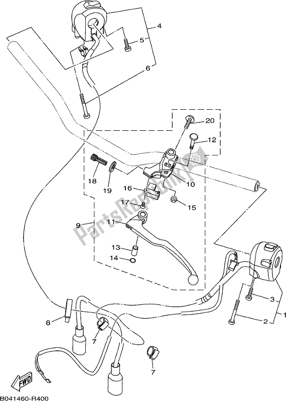 All parts for the Handle Switch & Lever of the Yamaha MT 03 LAH MTN 320 AH 2017