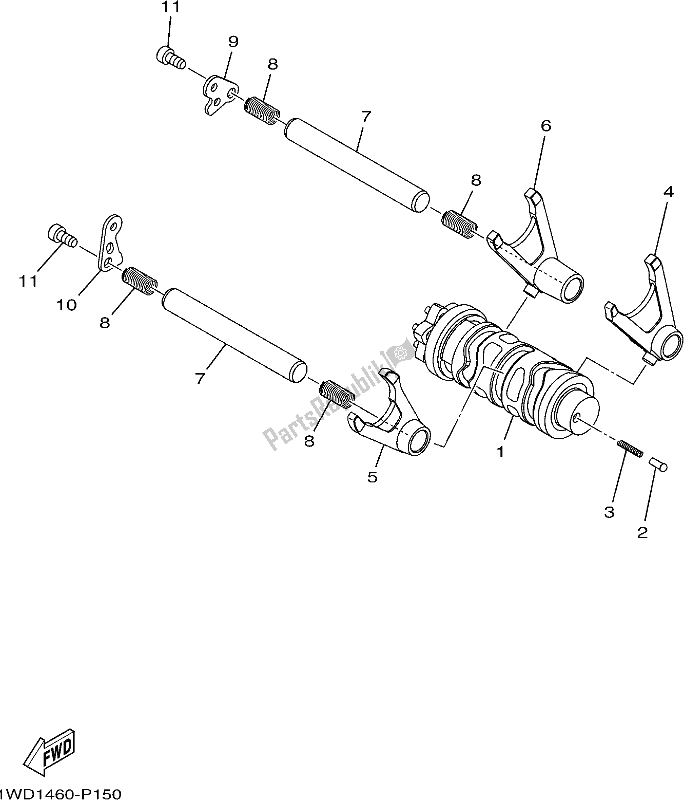 All parts for the Shift Cam & Fork of the Yamaha MT 03 LAH MTN 320 AH 2017