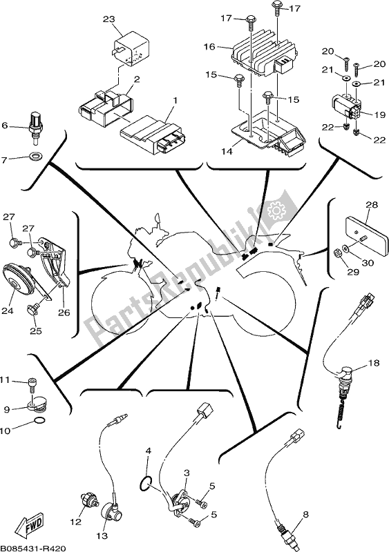 All parts for the Electrical 2 of the Yamaha MT 03 LAH MTN 320 AH 2017