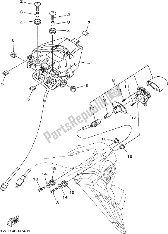 Tutte le parti per il Fanale Posteriore del Yamaha MT 03 LAH MTN 320 AH 2017