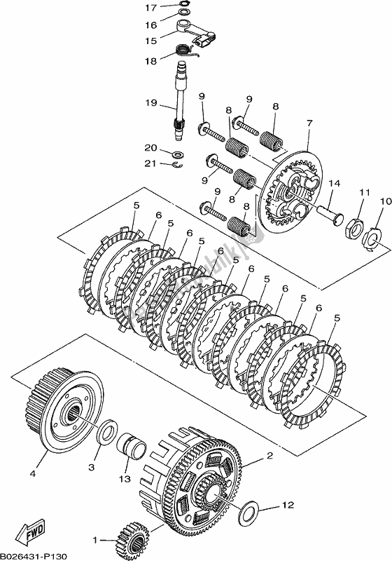 All parts for the Clutch of the Yamaha MT 03 LAH MTN 320 AH Lams Model 2017