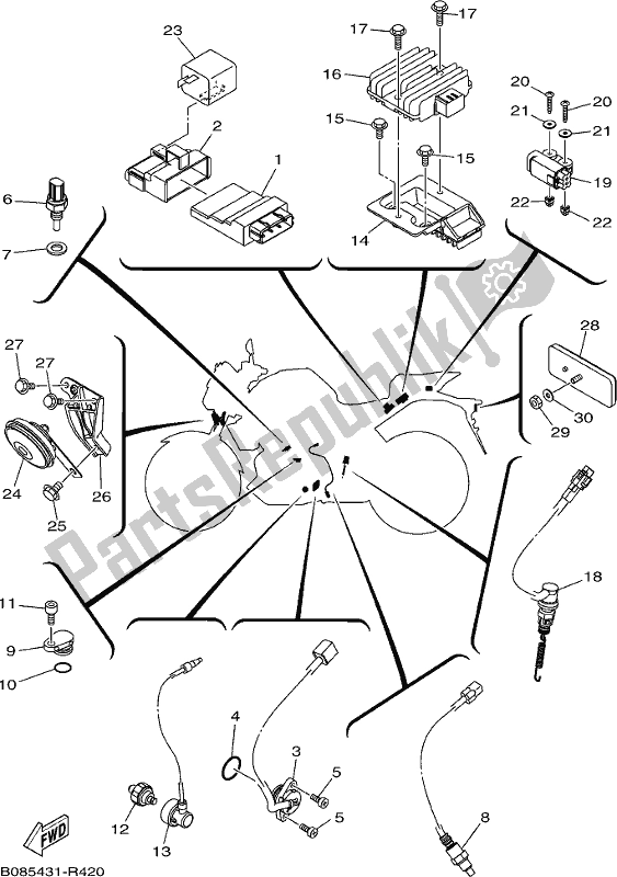 All parts for the Electrical 2 of the Yamaha MT 03 LAH MTN 320 AH Lams Model 2017