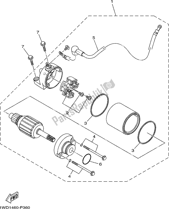 All parts for the Starting Motor of the Yamaha MT 03 LAH MTN 320 AH Lams Model 2017