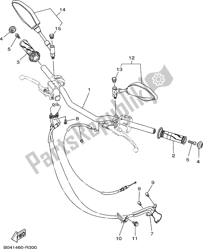 All parts for the Steering Handle & Cable of the Yamaha MT 03 LAH MTN 320 AH Lams Model 2017