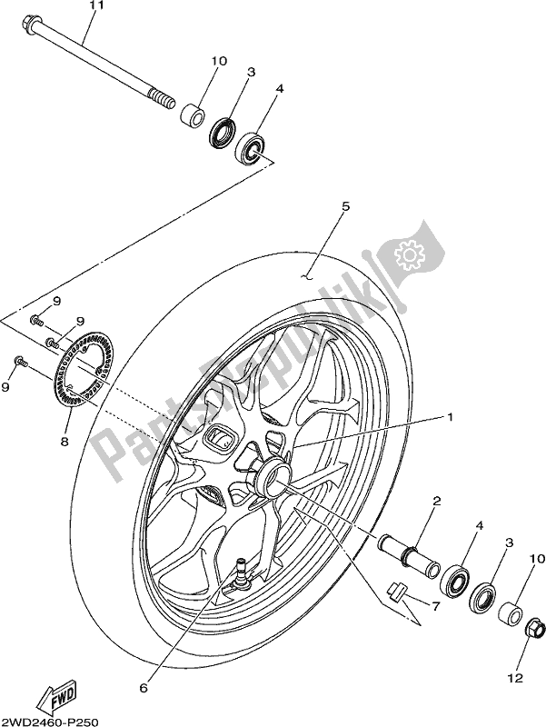 All parts for the Front Wheel of the Yamaha MT 03 LAJ MTN 320 AJ 2018