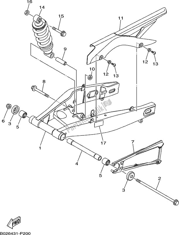 All parts for the Rear Arm & Suspension of the Yamaha MT 03 LAJ MTN 320 AJ 2018