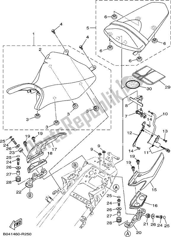 All parts for the Seat of the Yamaha MT 03 LAJ MTN 320 AJ 2018