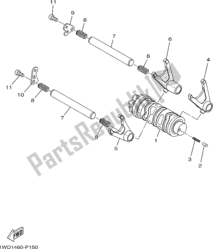 Alle onderdelen voor de Schakelnok & Vork van de Yamaha MT 03 LAJ MTN 320 AJ 2018