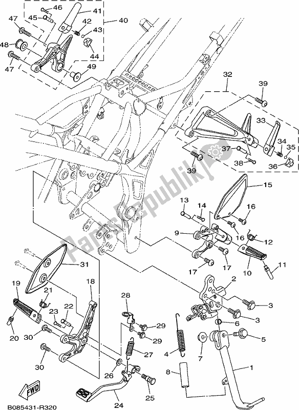 Wszystkie części do Podstawka I Podnó? Ek Yamaha MT 03 LAJ MTN 320 AJ 2018