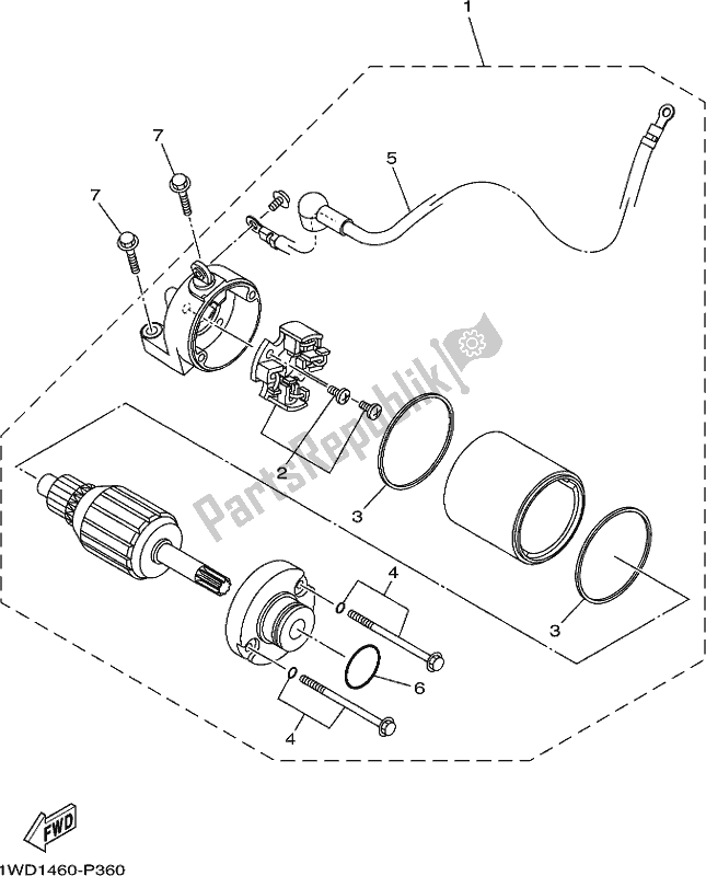 All parts for the Starting Motor of the Yamaha MT 03 LAJ MTN 320 AJ 2018