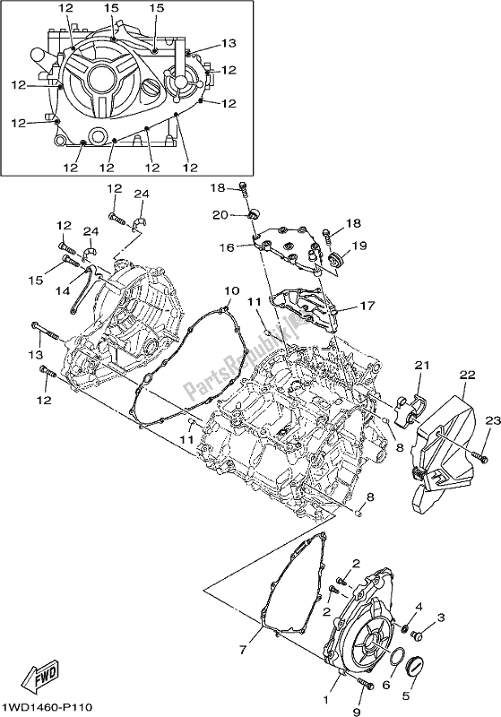 Tutte le parti per il Coperchio Del Carter 1 del Yamaha MT 03 LAJ MTN 320 AJ Lams Model 2018