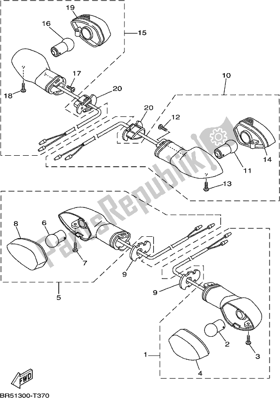 Tutte le parti per il Luce Lampeggiante del Yamaha MT 03 LAJ MTN 320 AJ Lams Model 2018