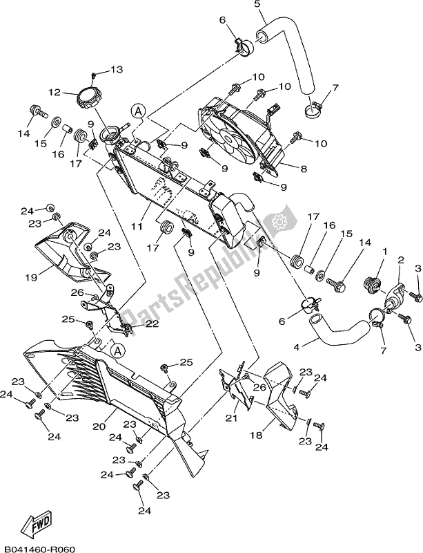 All parts for the Radiator & Hose of the Yamaha MT 03 LAJ MTN 320 AJ Lams Model 2018