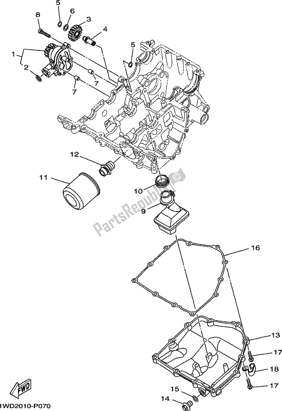 All parts for the Oil Pump of the Yamaha MT 03 LAK MTN 320-AK 2019