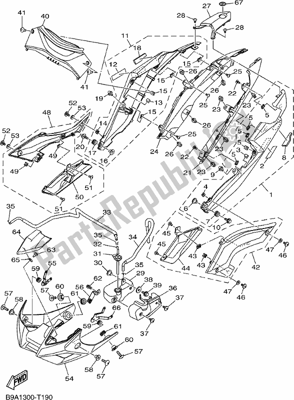 Tutte le parti per il Coperchio Laterale del Yamaha MT 03 LAK MTN 320-AK 2019