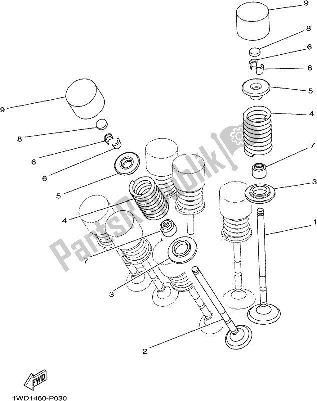 All parts for the Valve of the Yamaha MT 03 LAK MTN 320-AK 2019